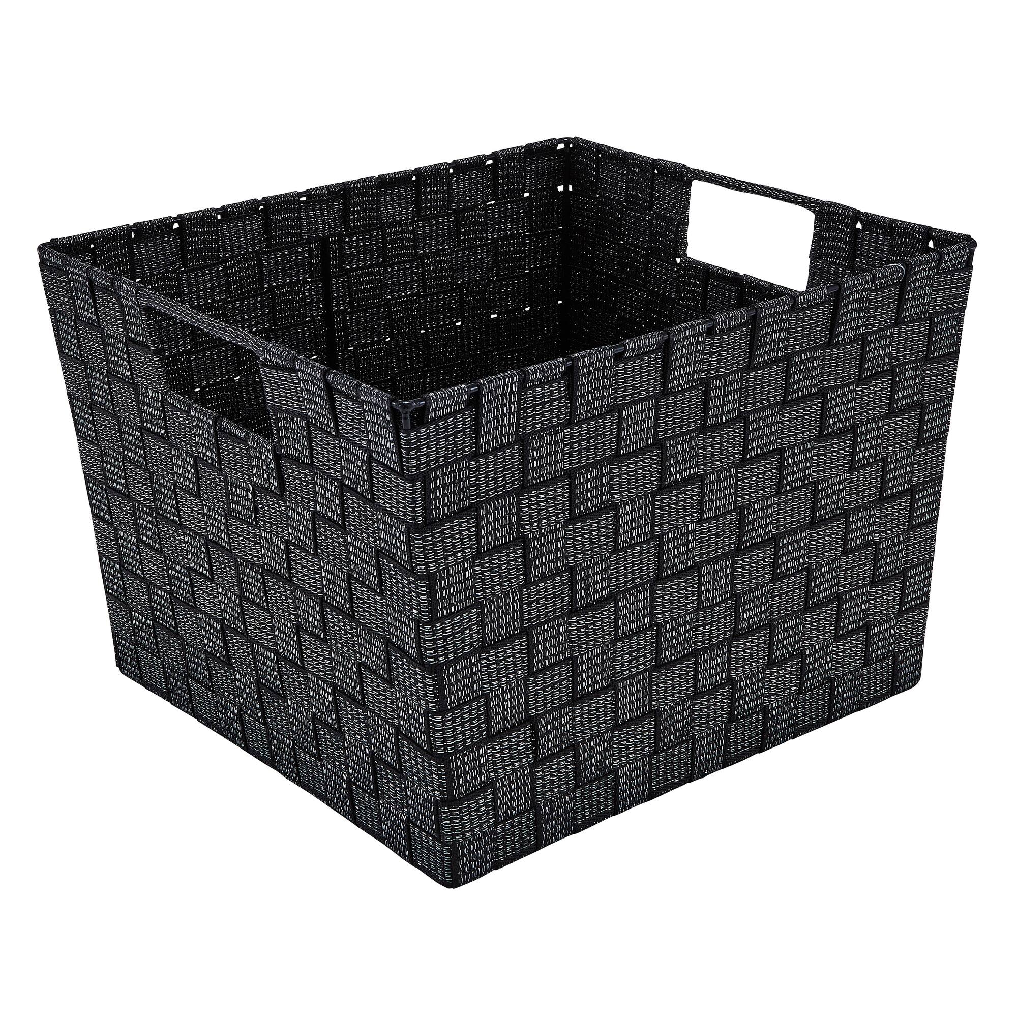 Simplify Lurex Striped Woven Storage Shelf Bin